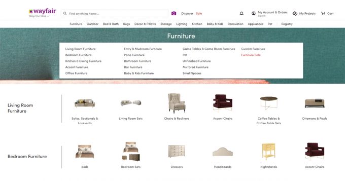 Screenshot of Wayfair.com