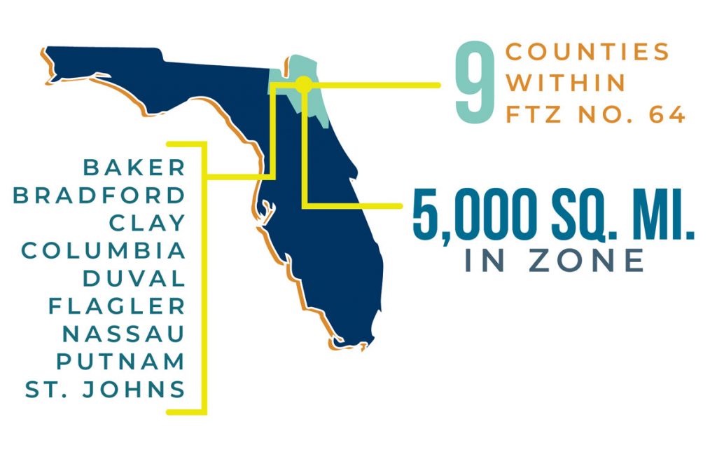 FTZ No. 64 covers a 5,000 sq. mile region with 9 counties in the zone