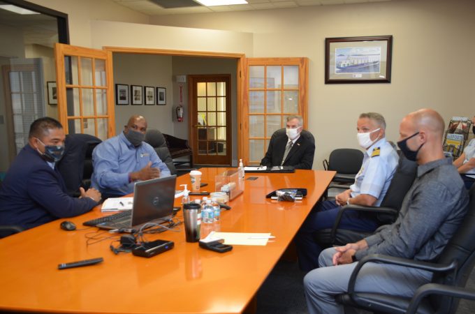 Rear Admiral Brown meets with leadership from JAXPORT and the U.S. Coast Guard Captain of the Port for Sector Jacksonville