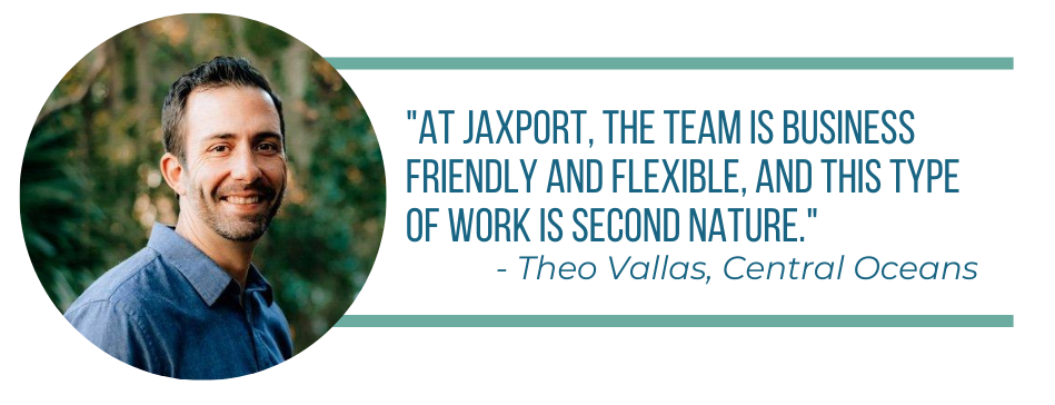 Theo Vallas quote about JAXPORT's Breakbulk capabilities.