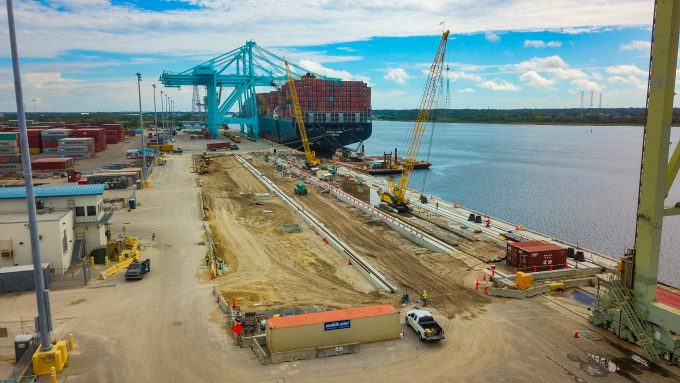 Crews work to rebuild a berth at JAXPORT