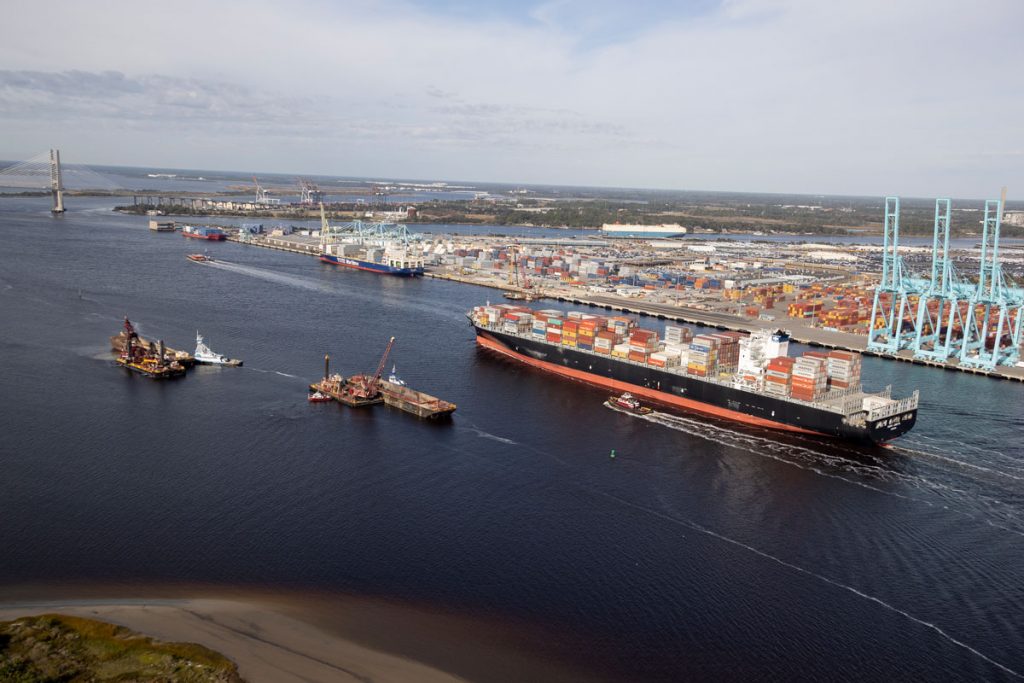 container ship in front of JAXPORT Blount Island Marine Terminal