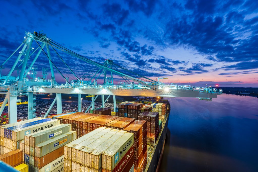 One of JAXPORT's 100-gauge crane at the Blount Island Marine Terminal