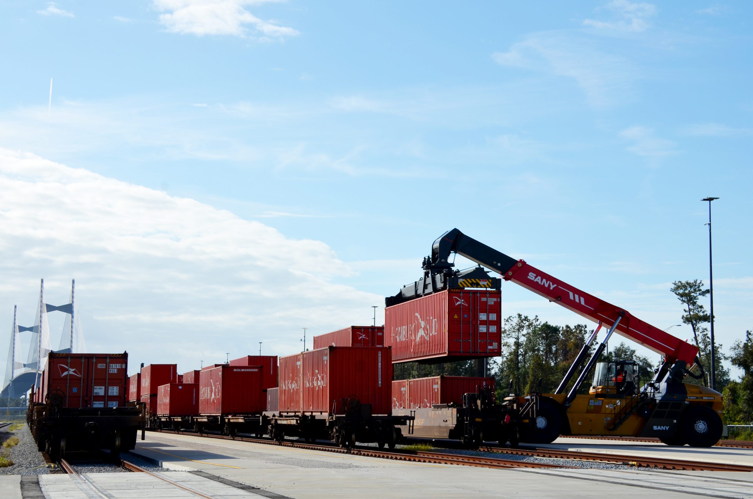 Cargo moving through JAXPORT's rail facility